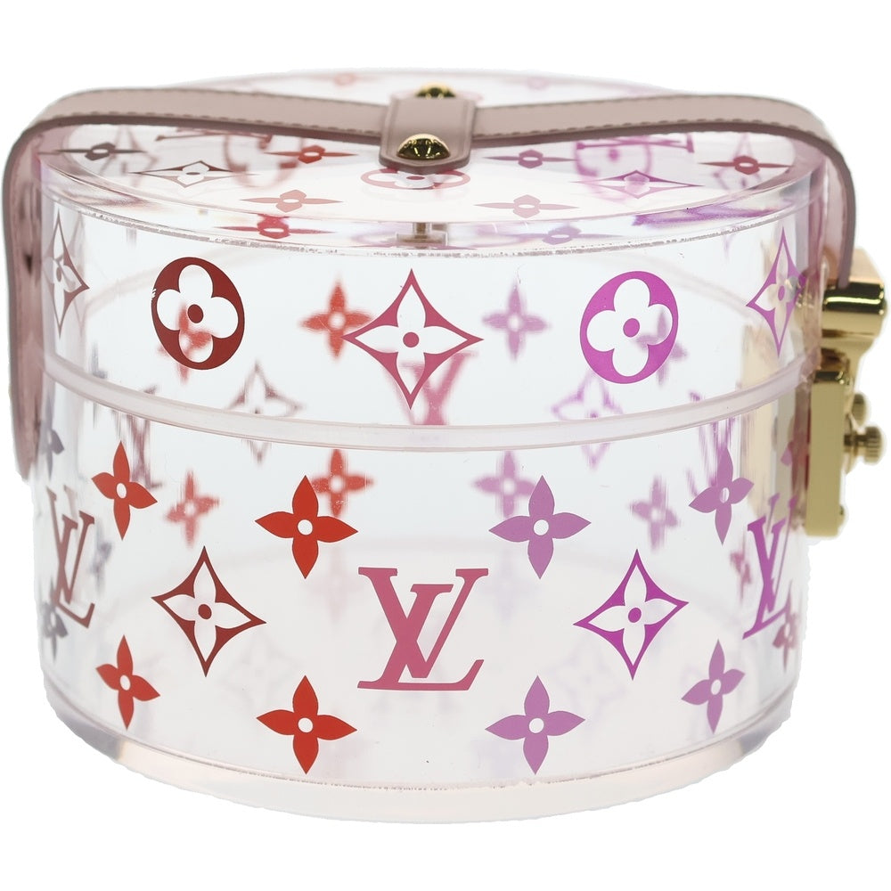 LOUIS VUITTON(ルイヴィトン) ボワット・スコット ジュエリーボックス 小物入れ クリア ピンク×クリア レザー GI0362 ゴールド金具 レディース