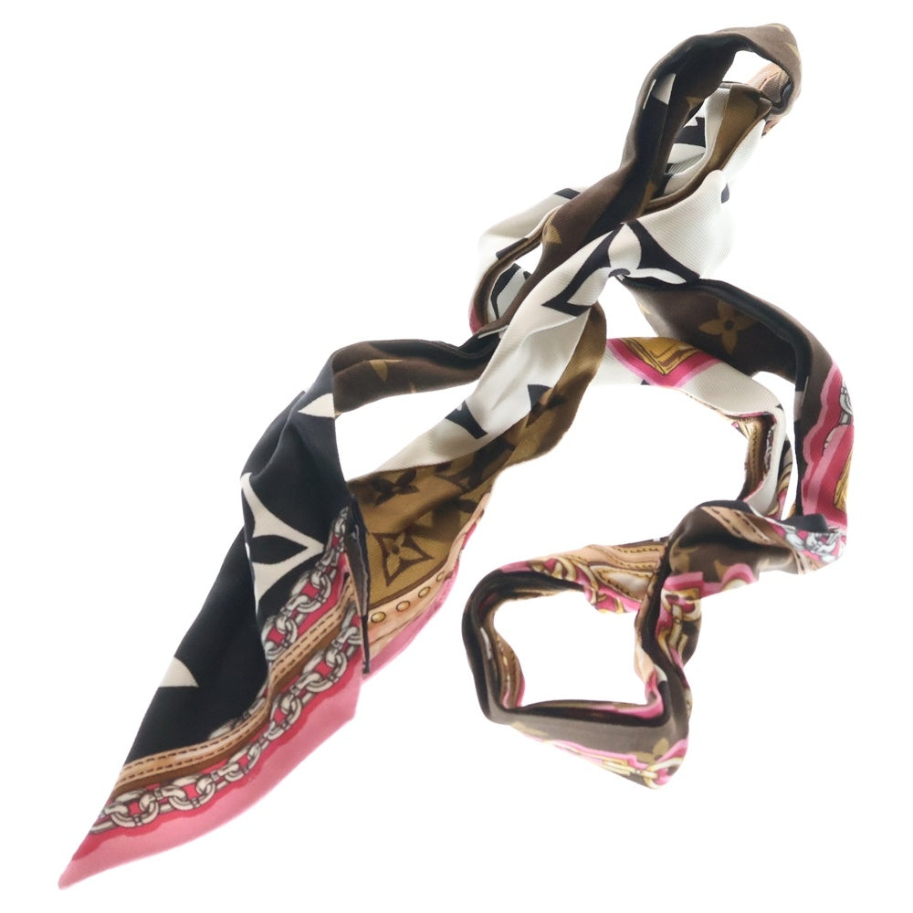 LOUIS VUITTON(ルイヴィトン) バンドーBB アルティメット シルクスカーフ ブラック×ホワイト×ピンク M76676 レディース