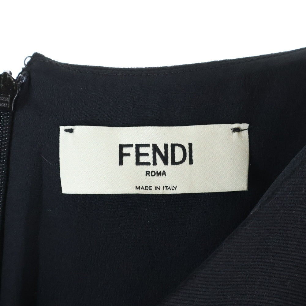 FENDI(フェンディ) Vネック ロングワンピース ブラック レディース
