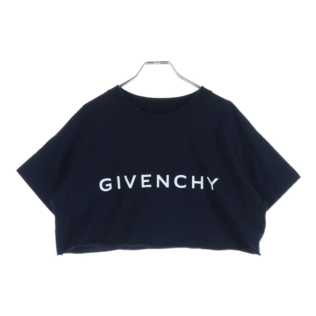 GIVENCHY(ジバンシィ) ロゴプリント クロップド ショート 半袖Tシャツ カットソー ブラック レディース BW70C53YAC