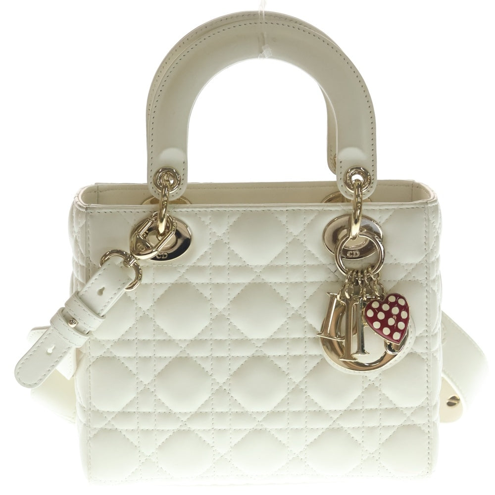 Christian Dior MONSIEUR(クリスチャンディオールムッシュ) レディディオール スモール 2WAYバッグ ハンドバッグ ミニトートバッグ ショルダーバッグ アイボリー ホワイト レザー ゴールド金具 レディース