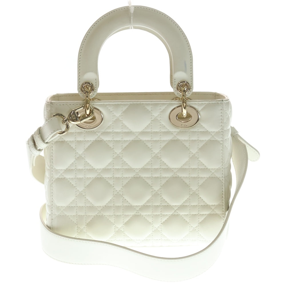 Christian Dior MONSIEUR(クリスチャンディオールムッシュ) レディディオール スモール 2WAYバッグ ハンドバッグ ミニトートバッグ ショルダーバッグ アイボリー ホワイト レザー ゴールド金具 レディース