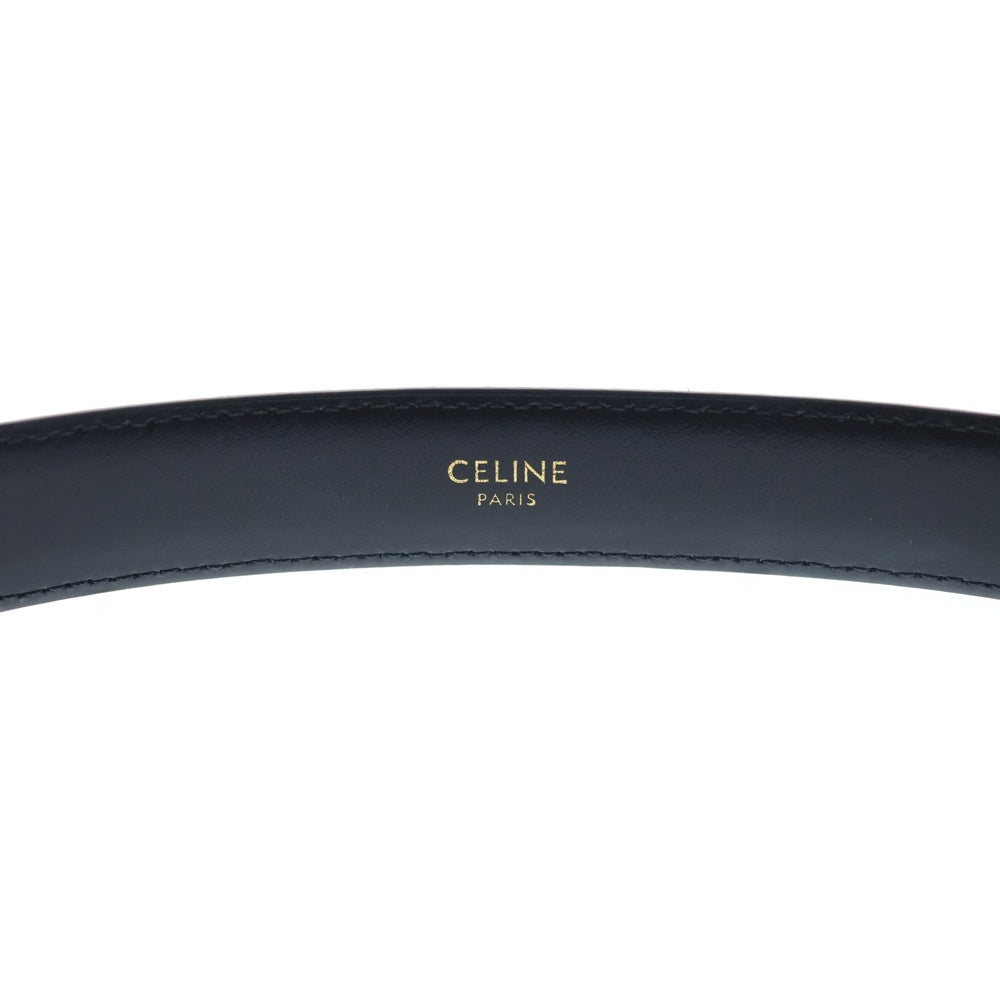 CELINE(セリーヌ) トリオンフ パイソン レザーベルト ブラック ゴールド金具 レディース