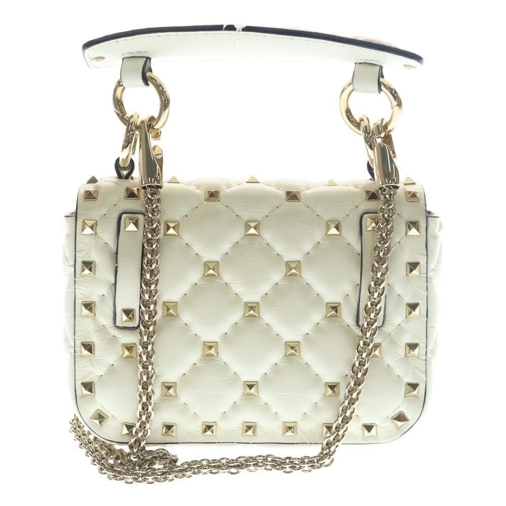 VALENTINO(ヴァレンティノ) ロックスタッズ スパイク チェーン ショルダーバッグ ホワイト レザー ゴールド金具