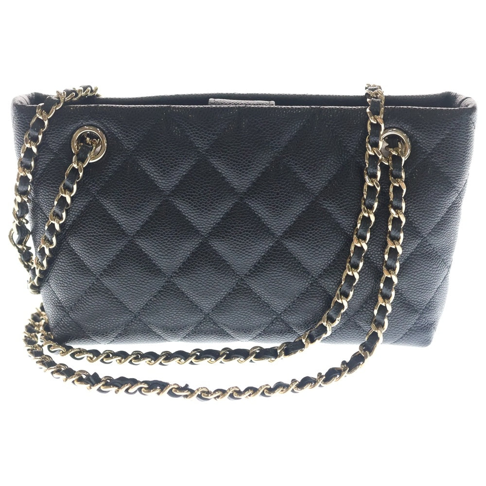 CHANEL(シャネル) 25c クルーズ マトラッセ チェーンショルダーバッグ ブラック キャビア ハンドバッグ ゴールド金具 レディース