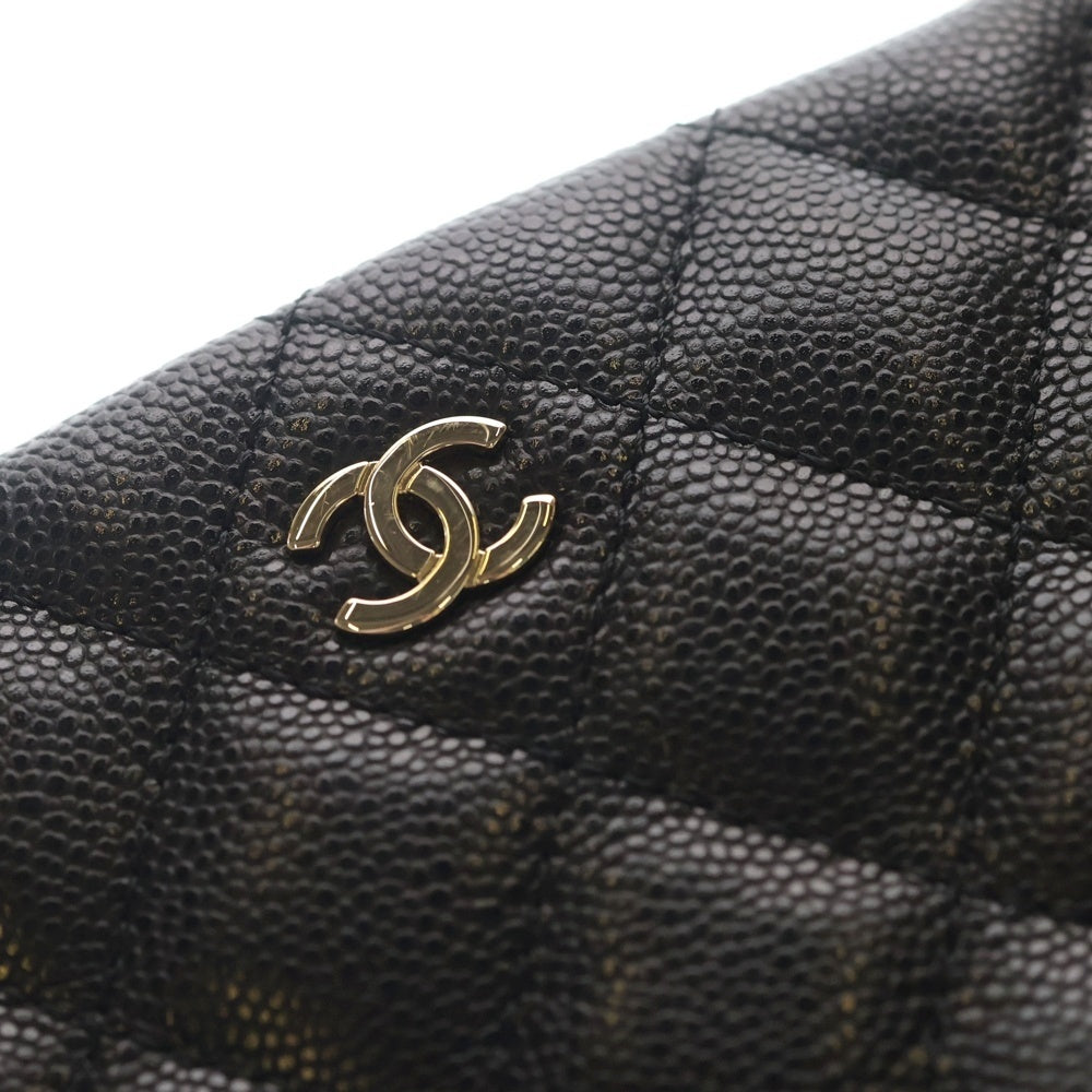 CHANEL(シャネル) 25c クルーズ マトラッセ チェーンショルダーバッグ ブラック キャビア ハンドバッグ ゴールド金具 レディース