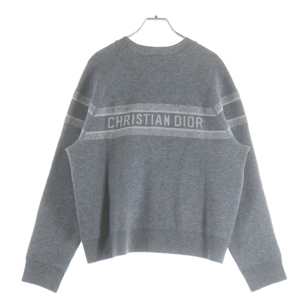 Christian Dior(クリスチャンディオール) リバーシブル オブリークロゴ クルーネック カシミアニットセーター レディース グレー 054S55AM055
