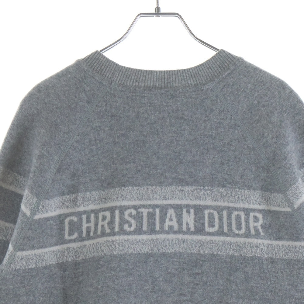 Christian Dior(クリスチャンディオール) リバーシブル オブリークロゴ クルーネック カシミアニットセーター レディース グレー 054S55AM055