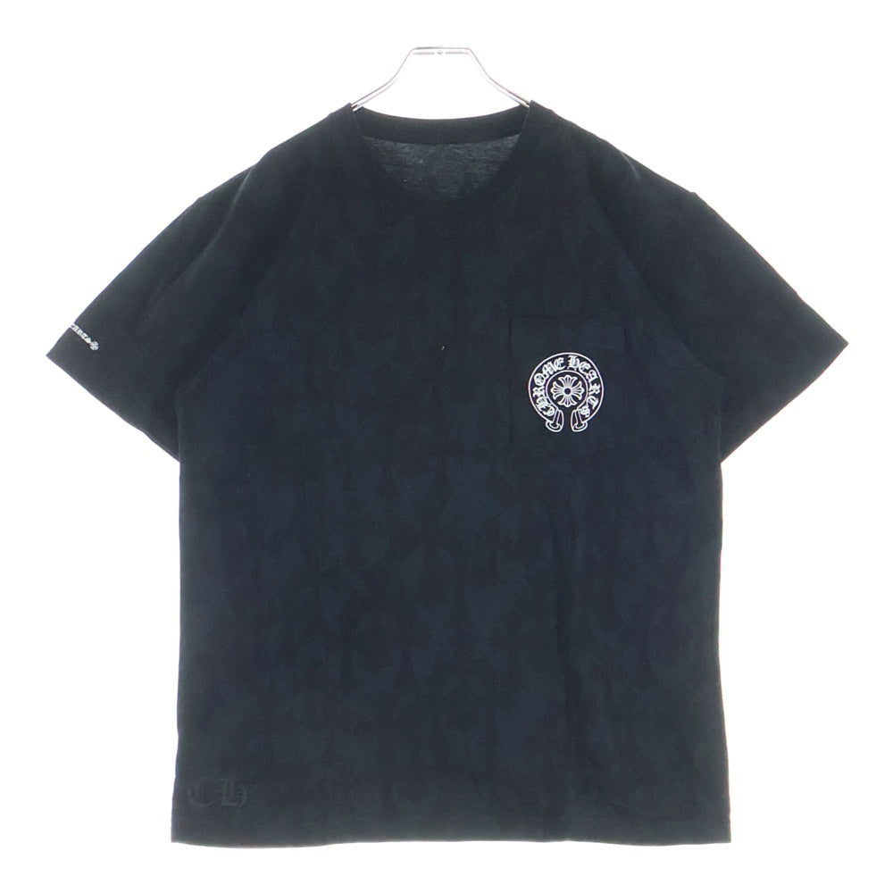 CHROME HEARTS(クロムハーツ) Graveyard Cemetery Cross Tee グレイブヤードセメタリークロス スクロールラベルプリント 半袖Tシャツ カットソー ブラック レディース