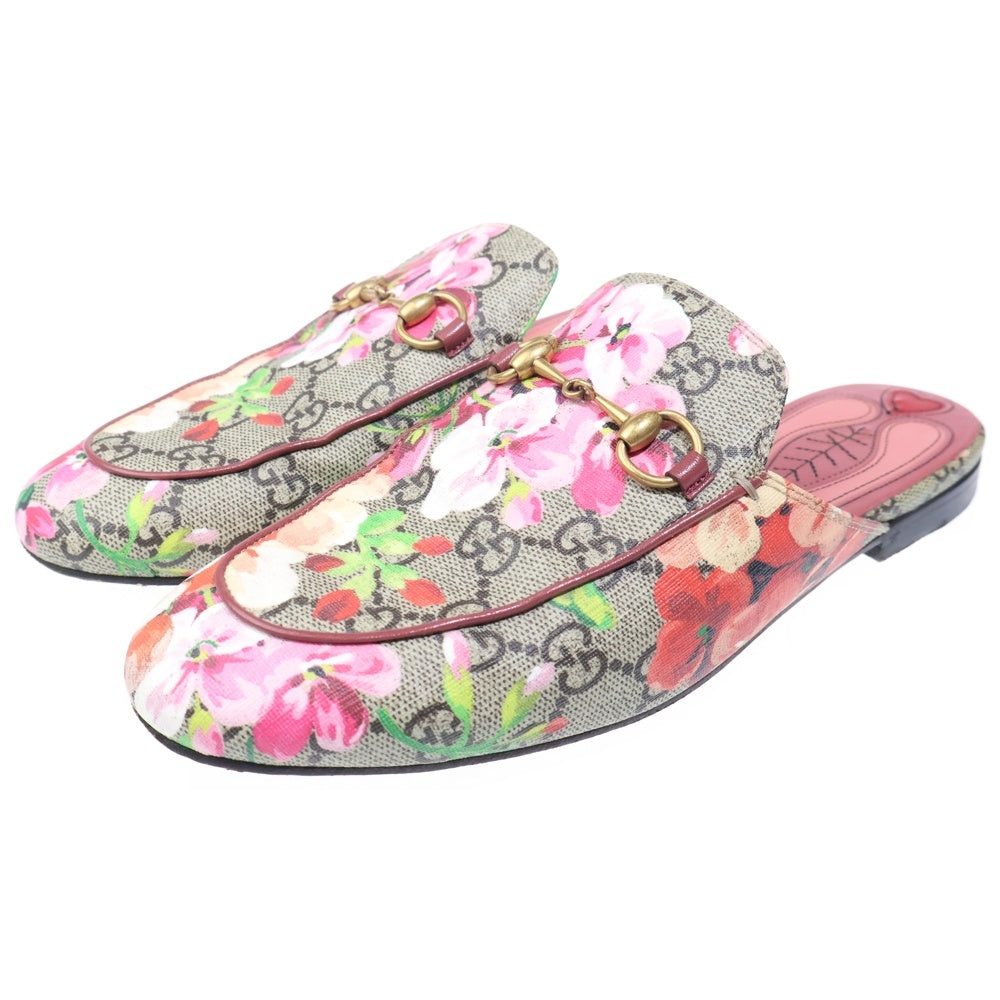 GUCCI(グッチ) GGブルーム プリンスタウン ホースビット フラットシューズ ミュール ベージュ/ピンク レディース 432772