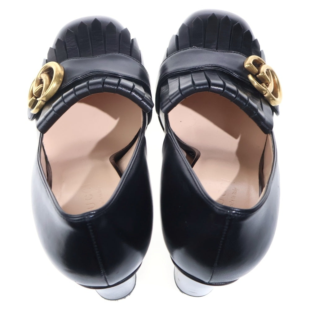 GUCCI(グッチ) GGマーモント レザー フリンジ ヒール パンプス シューズ ブラック レディース 408206
