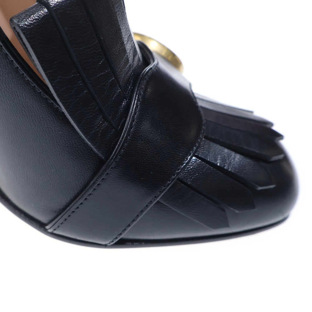 GUCCI(グッチ) GGマーモント レザー フリンジ ヒール パンプス シューズ ブラック レディース 408206