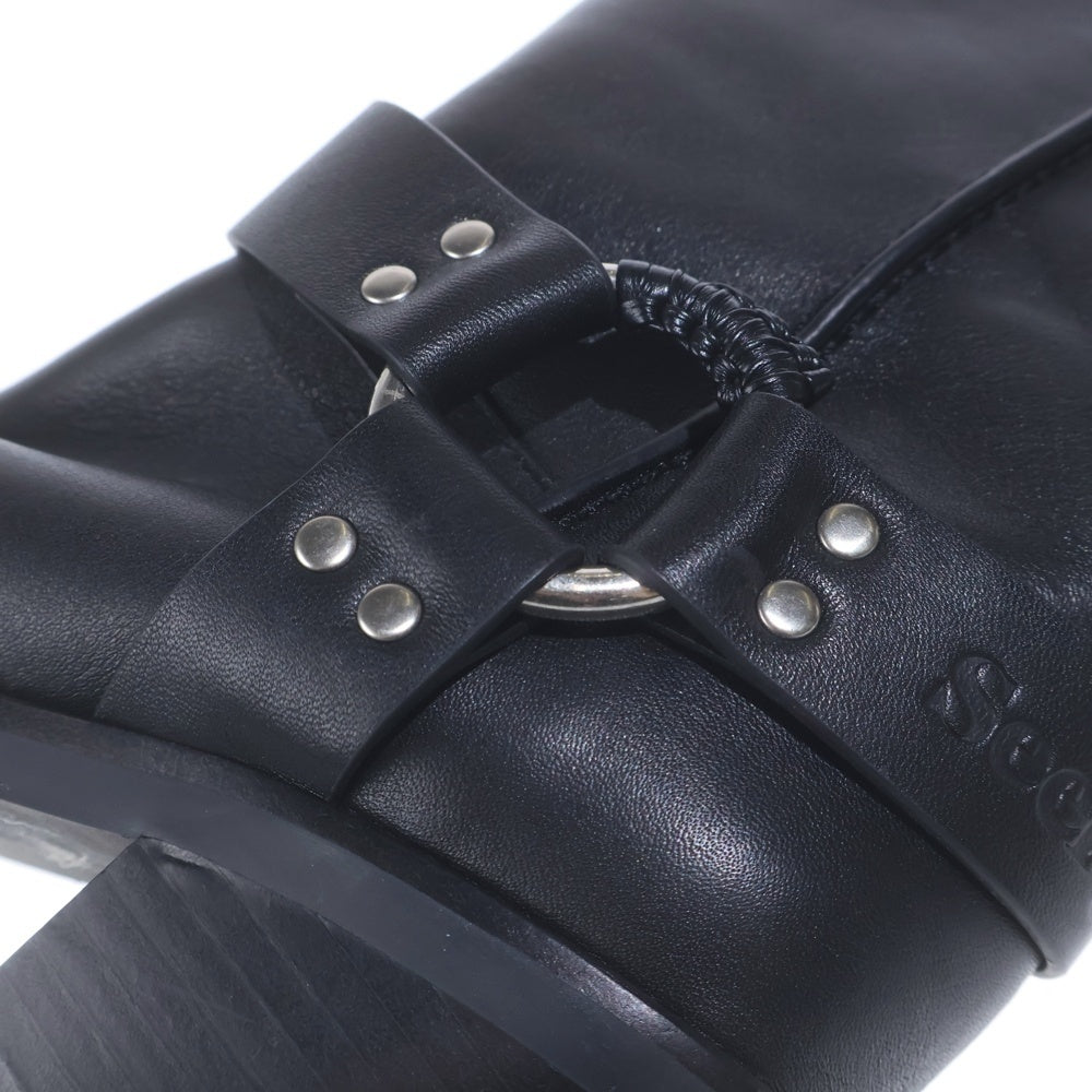 SEE BY CHLOE(シーバイクロエ) リング レザー ヒール ロングブーツ ブラック レディース