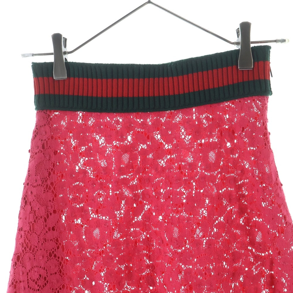 GUCCI(グッチ) シェリーライン レース レイヤード ミディアムスカート ピンク レディース