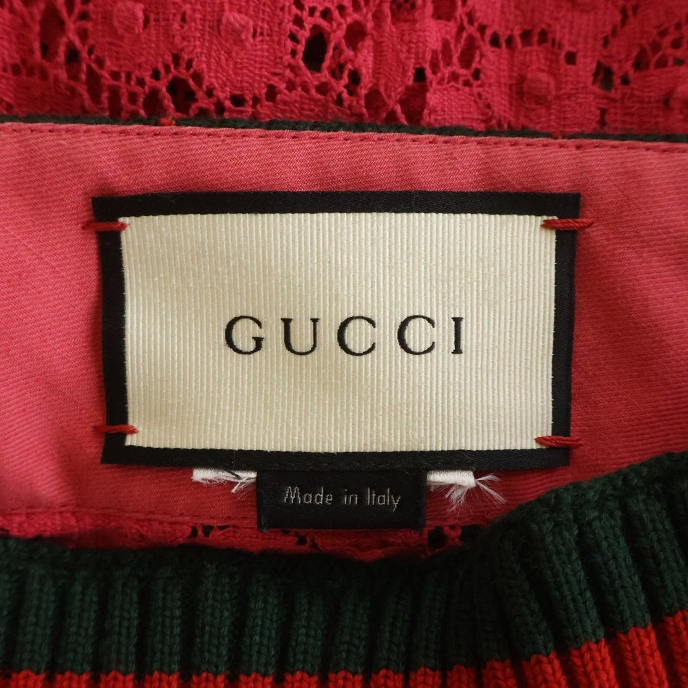 GUCCI(グッチ) シェリーライン レース レイヤード ミディアムスカート ピンク レディース