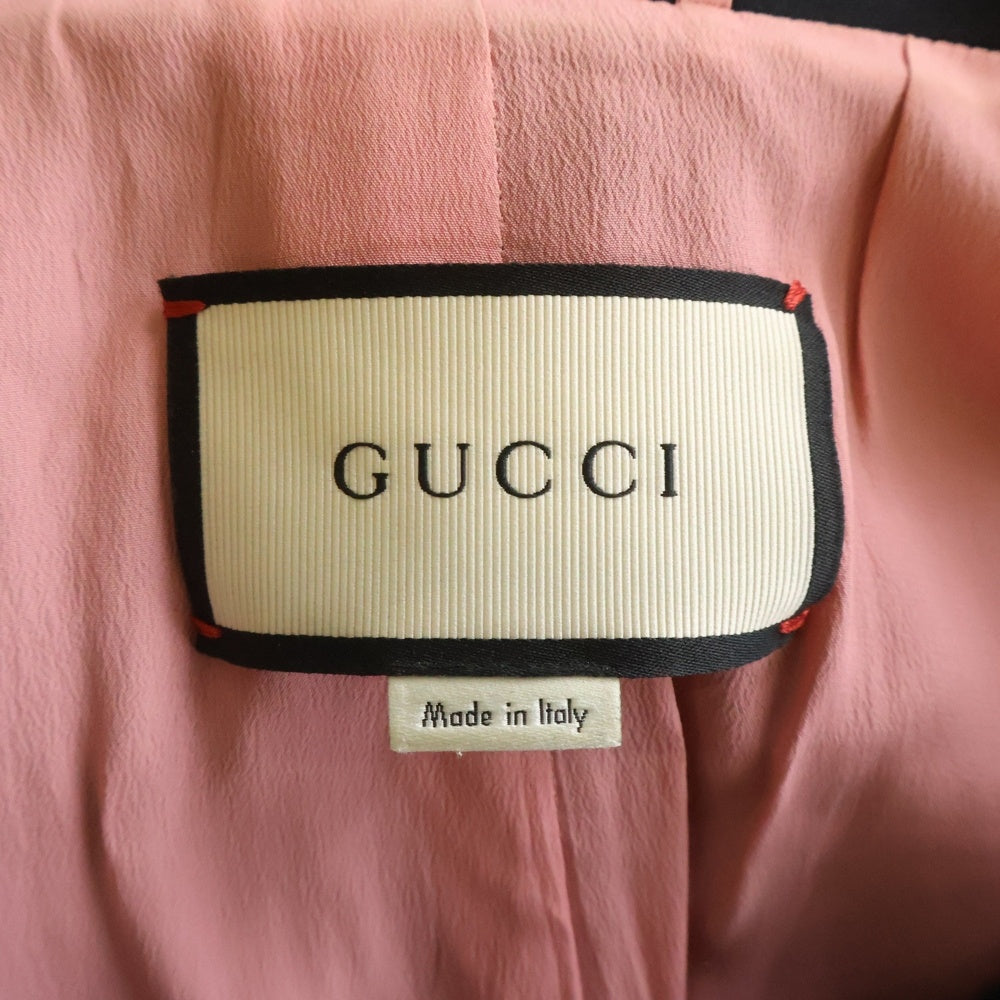 GUCCI(グッチ) インターロッキングG パールボタン フリルデザイン 3B テーラードジャケット ブラック レディース 432417