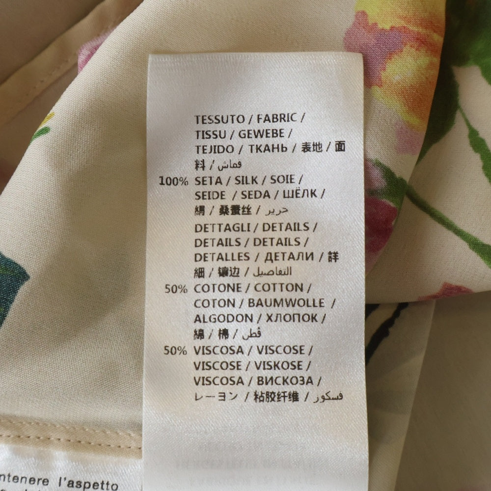GUCCI(グッチ) フラワー総柄プリント シルク フリル 長袖ブラウス シャツ ベージュ 423838 レディース