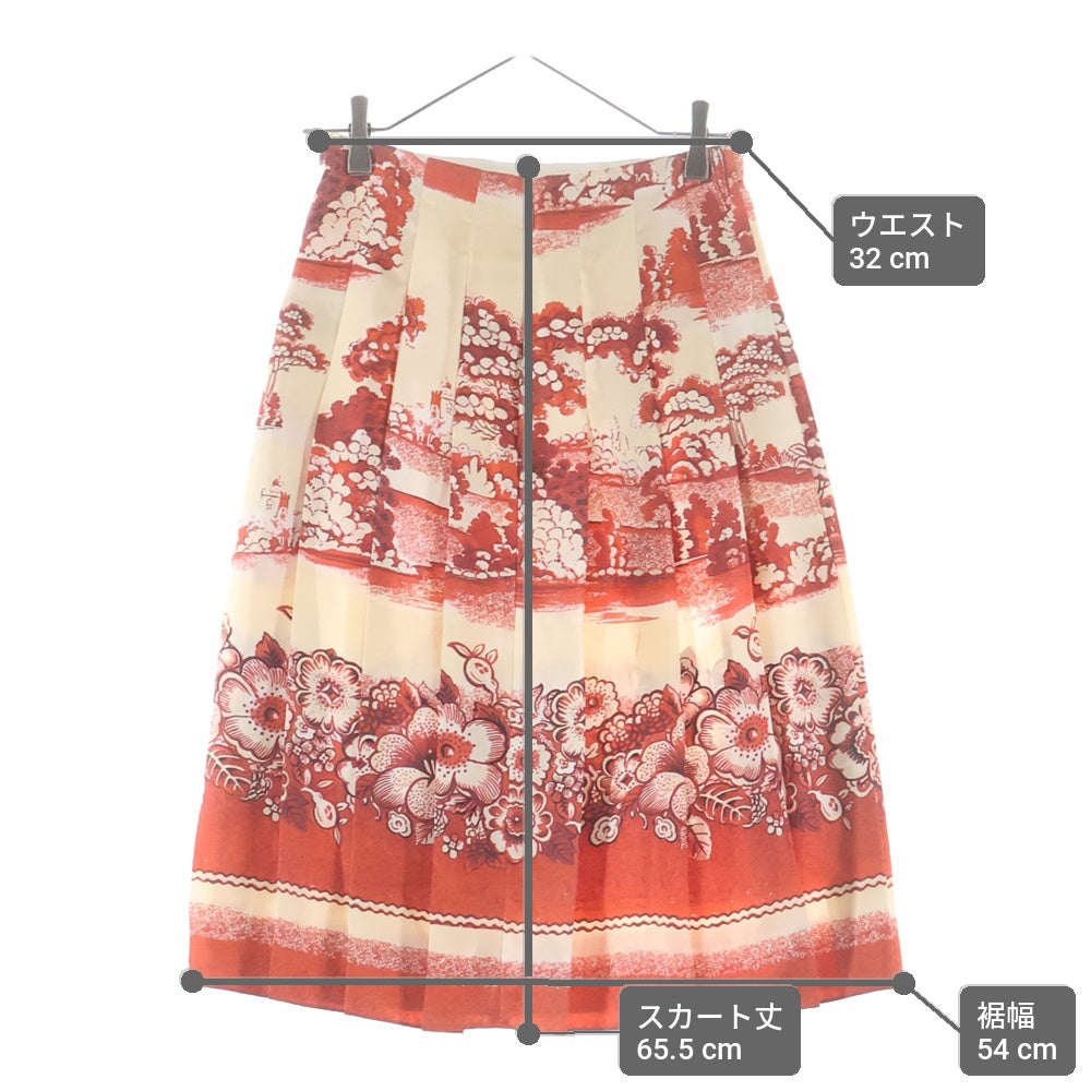 GUCCI(グッチ) フラワー総柄プリント シルク プリーツ ミディアムスカート レッド レディース 419422