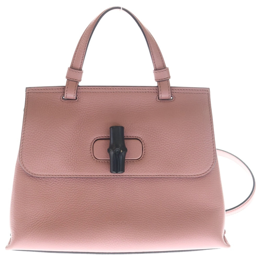 GUCCI(グッチ) グッチ バンブーデイリー 2WAYバッグ ハンドバッグ ショルダーバッグ ピンク レザー 370831 シルバー金具 レディース
