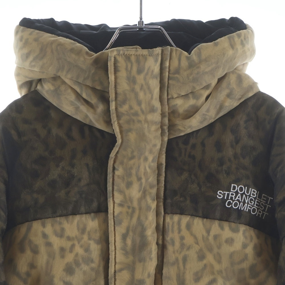 doublet(ダブレット) 22AW ORGANDIE WRAPPED PUFFER JACKET オーガンジー ラップド パファー レオパード総柄 ジャケット コート ベージュ 22AW10CO49