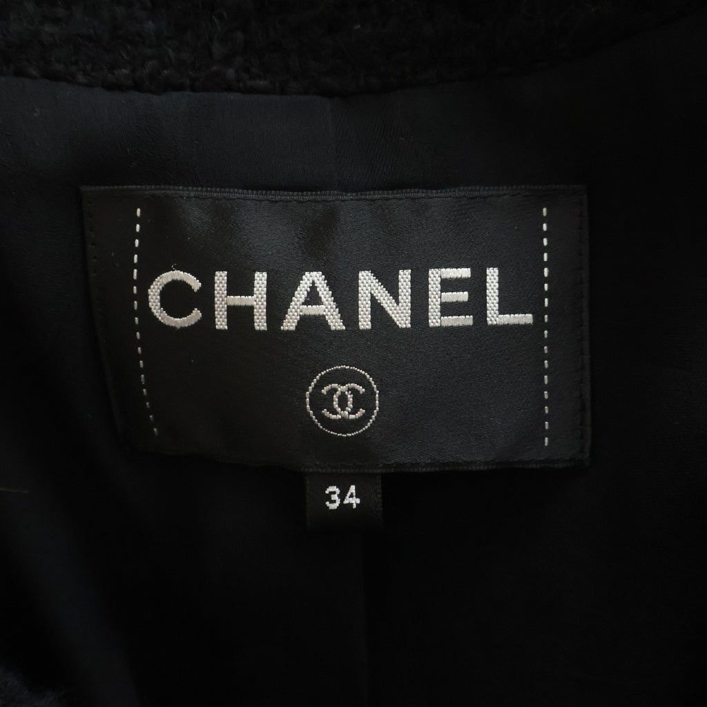 CHANEL(シャネル) ココボタンスカラップ ノーカラーツイードジャケット ブラック#34 P65347V61199 レディース