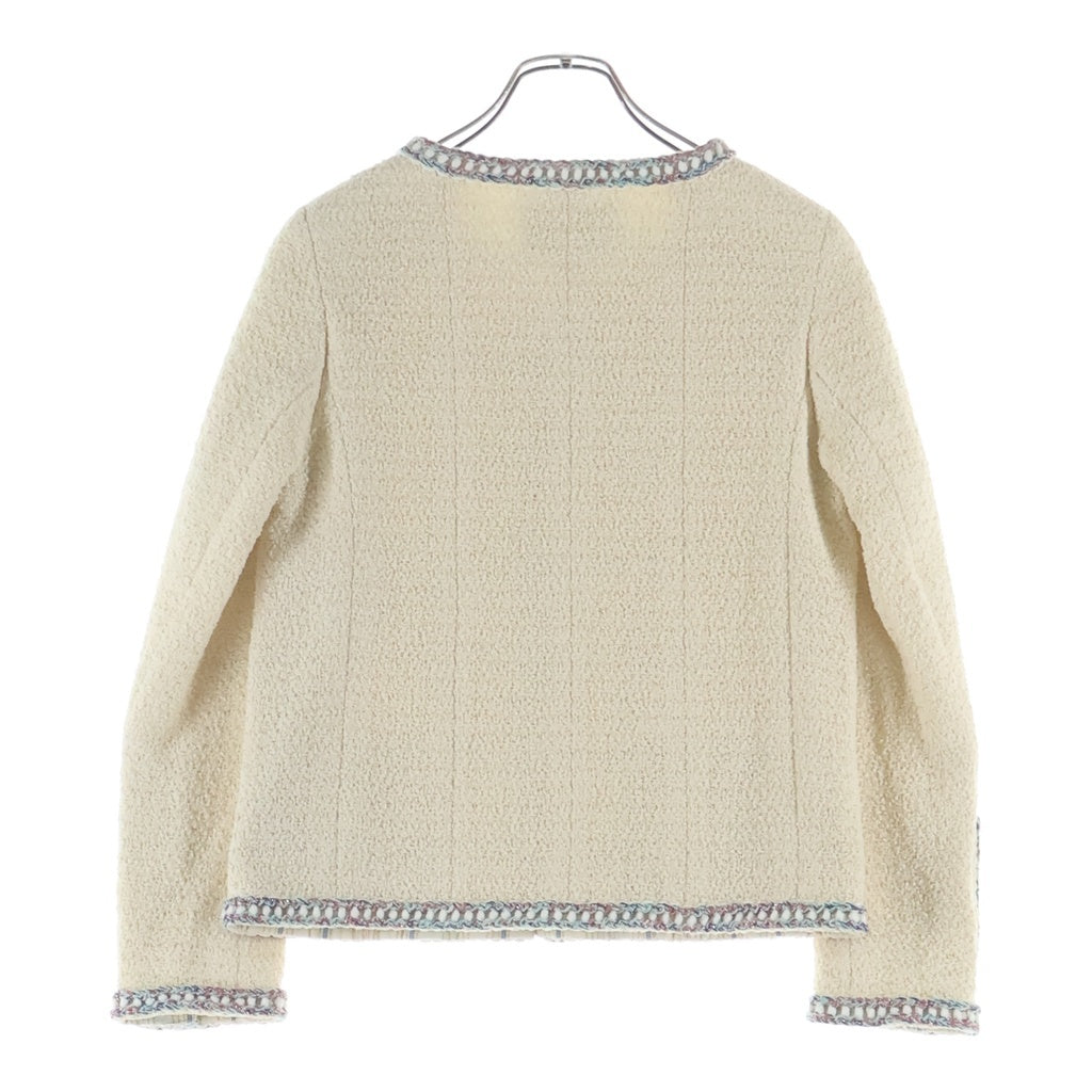 CHANEL(シャネル) ココボタン ノーカラー ツイードジャケット エクリュ アイボリー コットン P62691V45768 レディース