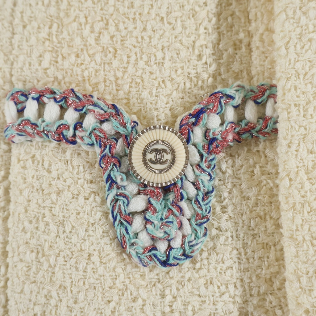 CHANEL(シャネル) ココボタン ノーカラー ツイードジャケット エクリュ アイボリー コットン P62691V45768 レディース