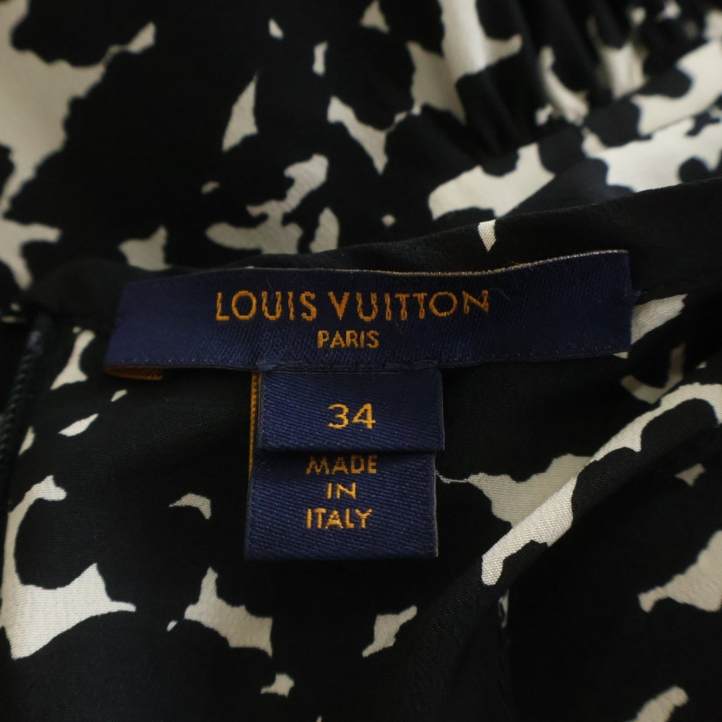 ルイヴィトン半袖ひざ丈ワンピースSサイズ LOUIS VUITTON(ルイヴィトン) フラワープリント バックジップ フロント