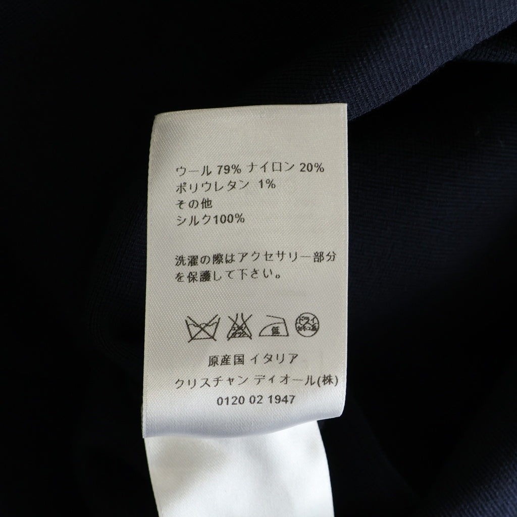 Christian Dior(クリスチャンディオール) 袖スカーフ切り替え ウールニット ワンピース ネイビー レディース 7C24655AM518