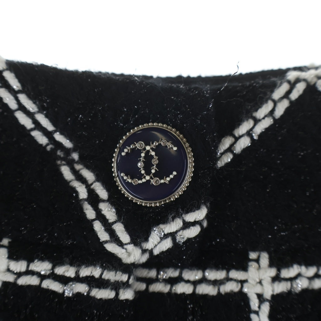 CHANEL(シャネル) ココボタン ツイード チェックプリーツスカート ブラック #34 P64067V49039 レディース