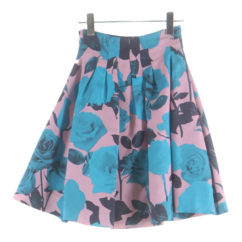 Christian Dior(クリスチャンディオール) ひざ丈スカート バラ ターコイズブルー×ピンク #34 4E21338A1681 レディース