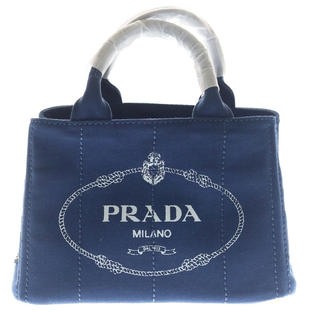 PRADA(プラダ) カナパ 2wayハンドバッグ ショルダーバッグ ネイビー キャンバス 1BG439 ゴールド金具 レディース