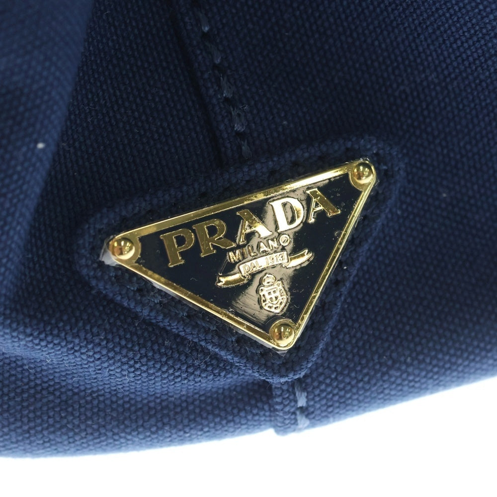 PRADA(プラダ) カナパ 2wayハンドバッグ ショルダーバッグ ネイビー キャンバス 1BG439 ゴールド金具 レディース