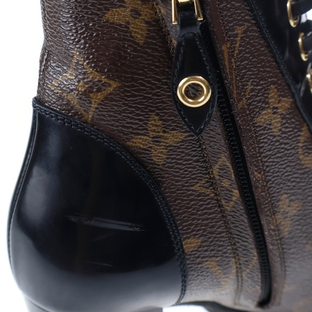 LOUIS VUITTON(ルイヴィトン) スタートレイルライン モノグラム PVC レザー サイドジップ ヒール アンクル ショートブーツ ブラウン レディース MA0260