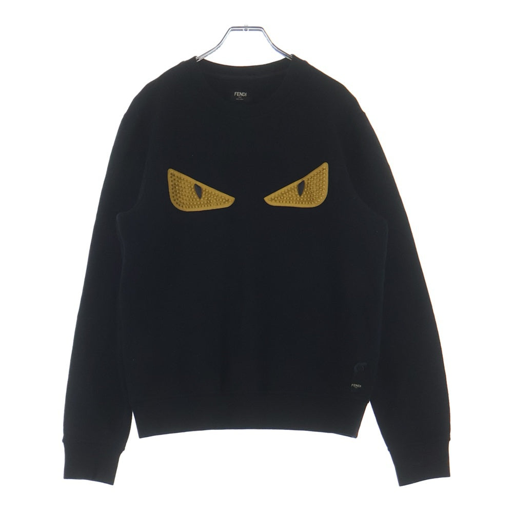 FENDI(フェンディ) バグズアイ フロントデザイン クルーネックスウェット ブラック