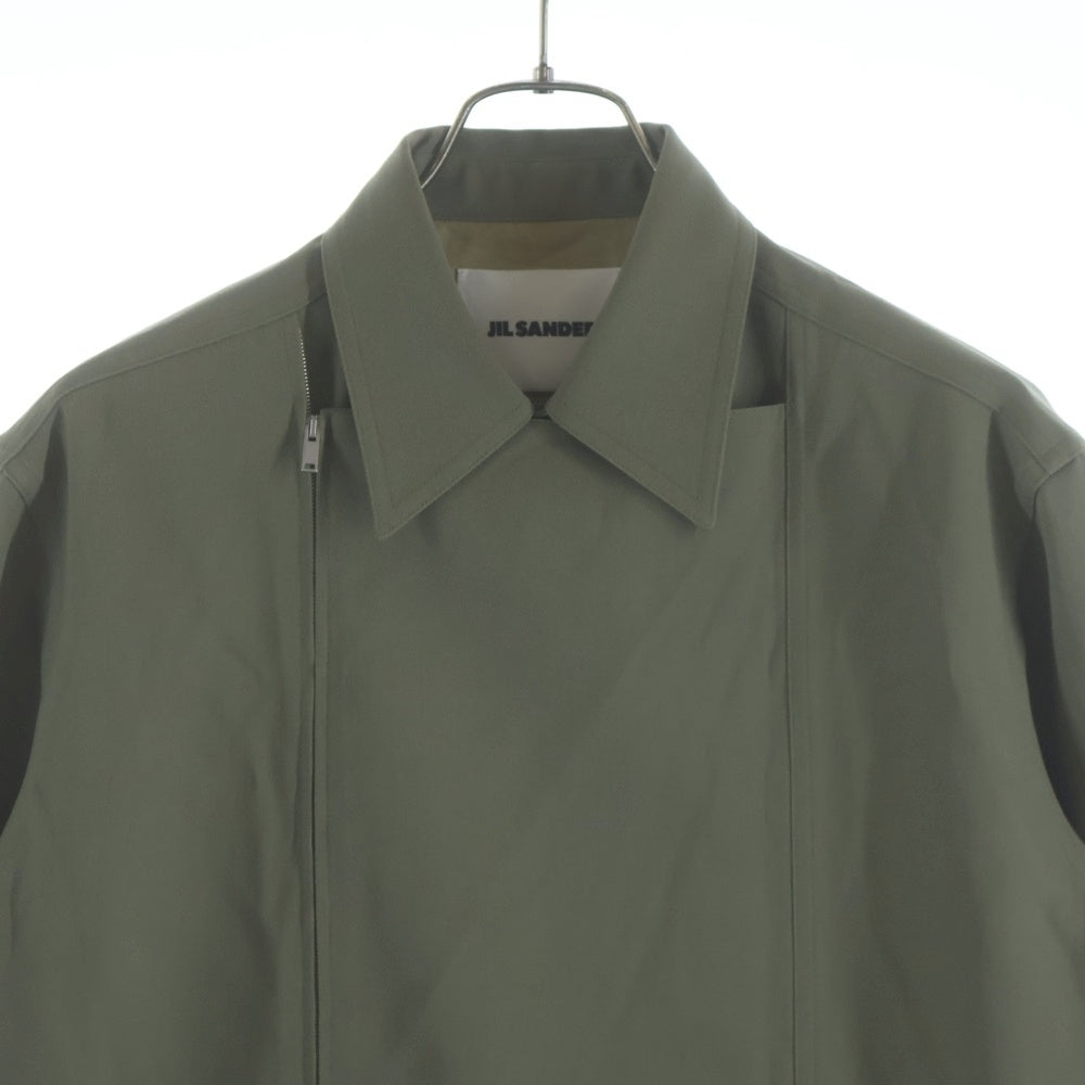 JIL SANDER NAVY(ジルサンダーネイビー) 22AW オフセンター ジップアップ ウール 長袖 シャツジャケット カーキ J21DL0011 J40002