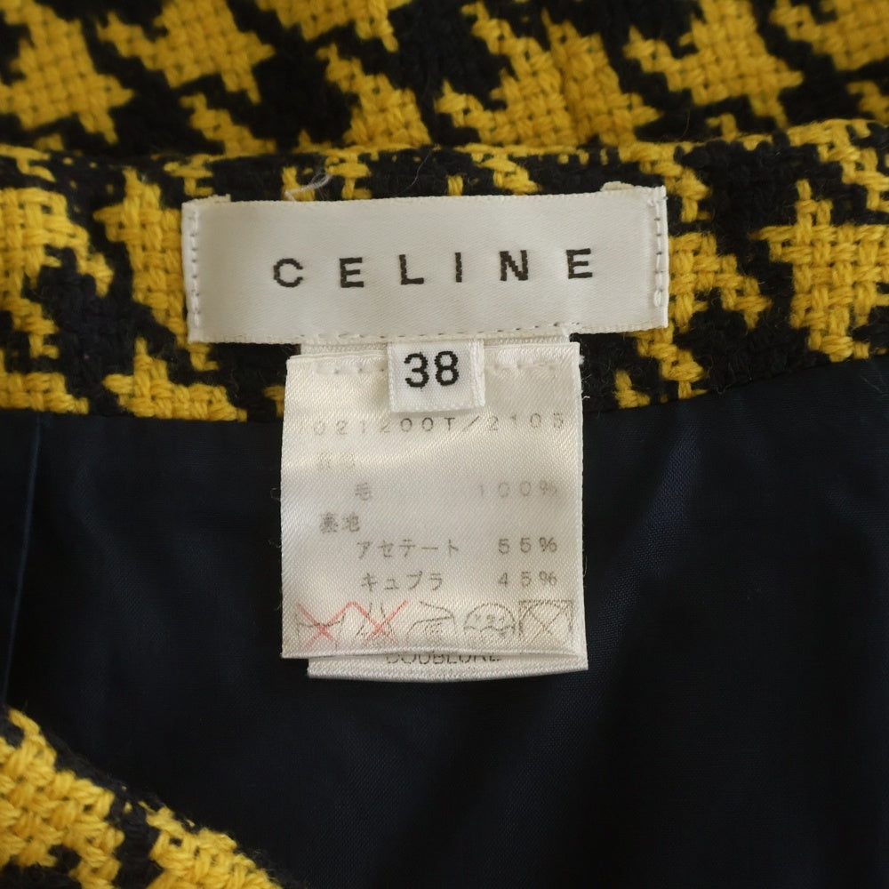 CELINE(セリーヌ) ツイード スカート 38 イエロー レディース