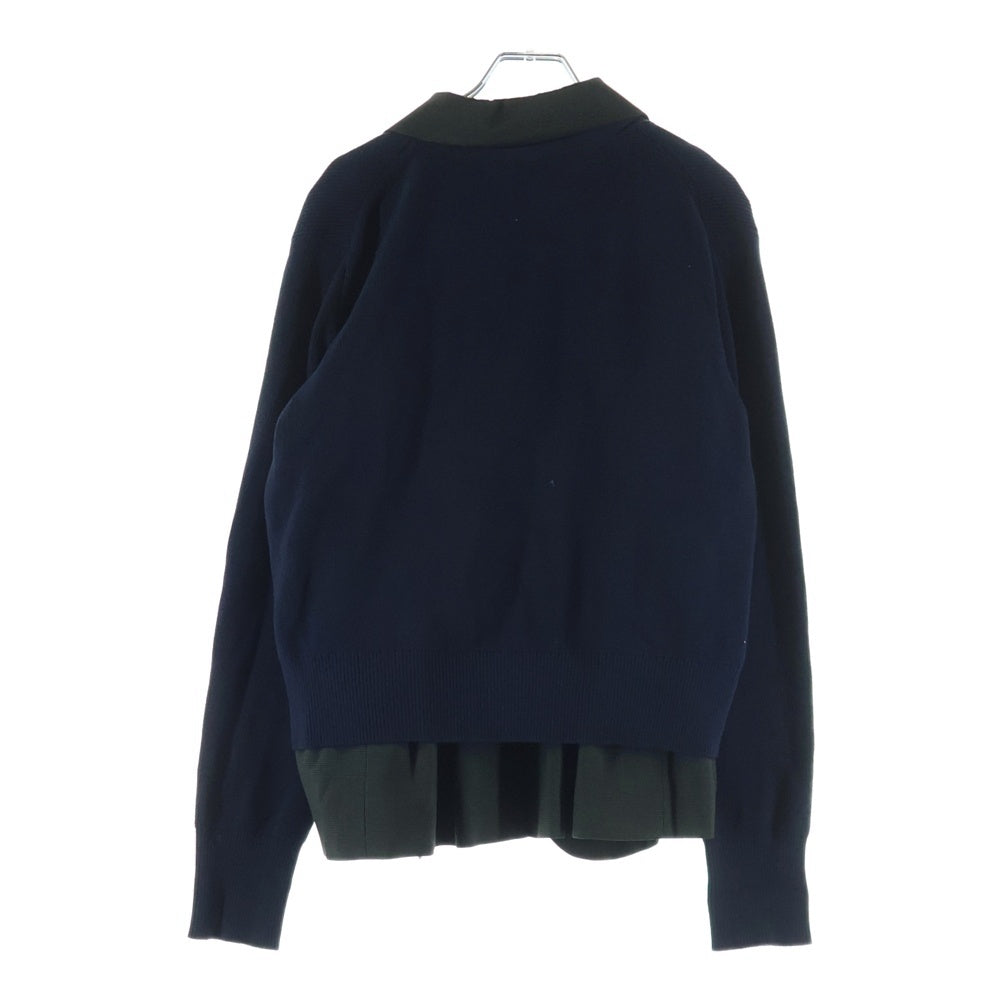 Sacai(サカイ) sacai Suiting x Knit Jacket ウール グレンチェック/ニット切り替えカーディガン2Bテーラードジャケット グリーン/ネイビー #2 25-08041 レディース