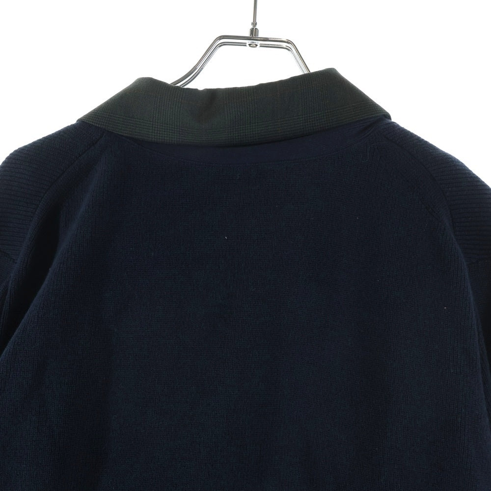 Sacai(サカイ) sacai Suiting x Knit Jacket ウール グレンチェック/ニット切り替えカーディガン2Bテーラードジャケット グリーン/ネイビー #2 25-08041 レディース