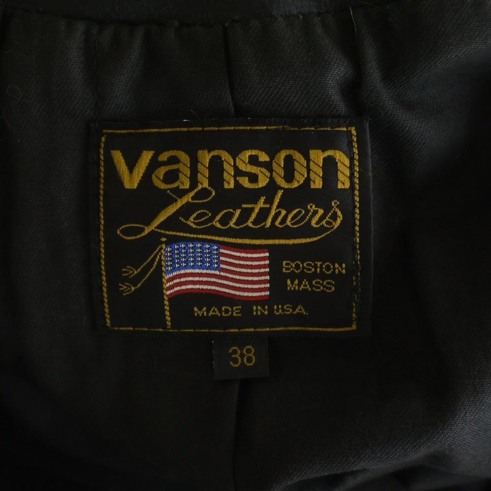 VANSON(バンソン) カウレザー シングルライダースジャケット ブラック