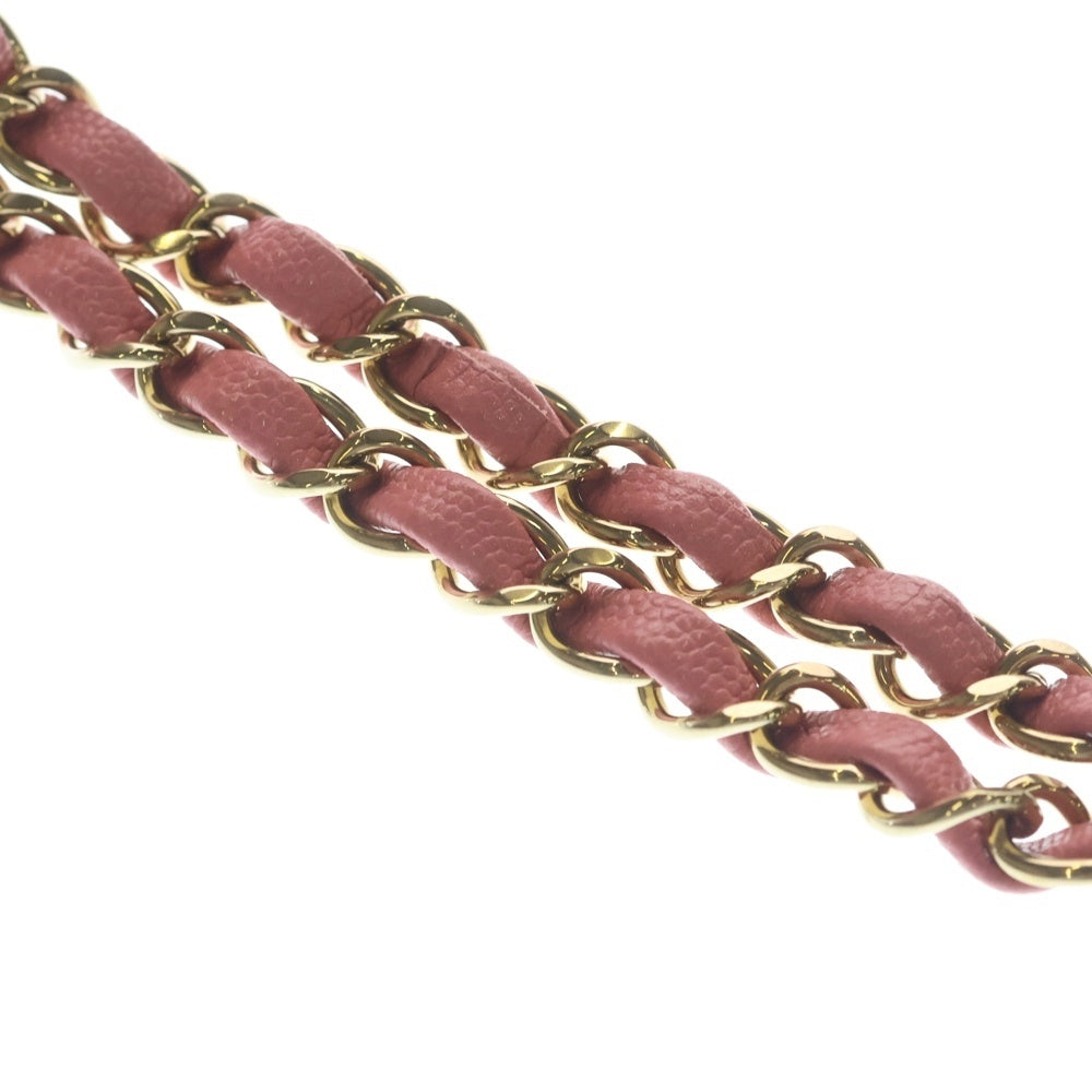 CHANEL(シャネル) マトラッセ23 キャビアスキン レザー Wフラップ Wチェーン ショルダーバッグ ゴールド金具 ピンク レディース