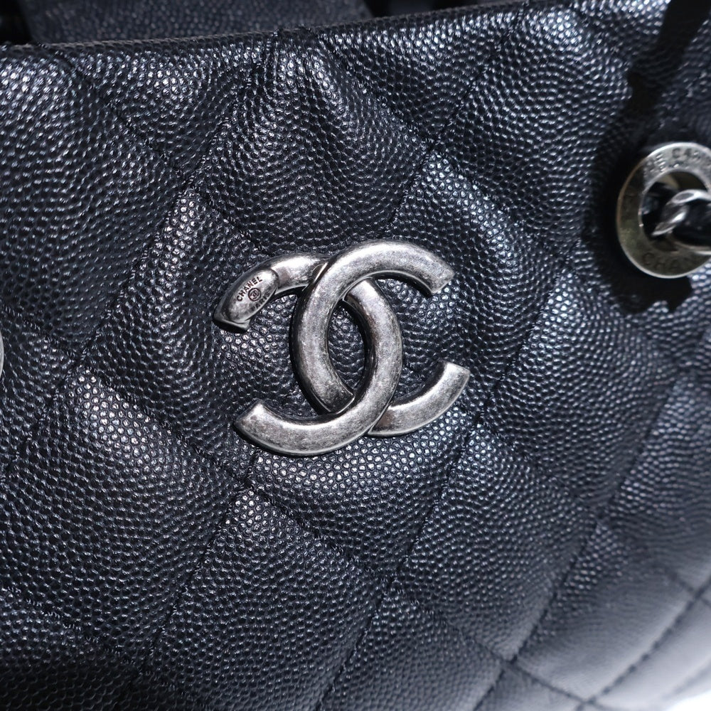 CHANEL(シャネル) マトラッセ 2WAYトートバッグ ハンドバッグ チェーンバッグ ブラック キャビアスキン シルバー金具 レディース