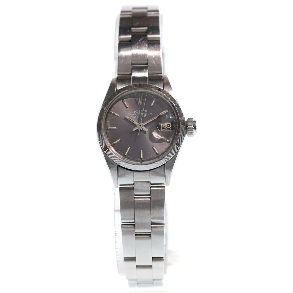 ROLEX(ロレックス) オイスターパーペチュアルデイト グレー文字盤 ステンレス 自動巻き SS/AT 6517 腕時計 レディース
