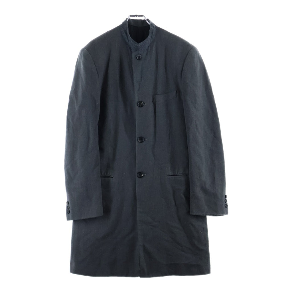 COMME des GARCONS(コムデギャルソン) 95AW レーヨン混 ナローラペル 3B ロング テーラードジャケット チェスターコート グレー AD1995 IJ-04018S
