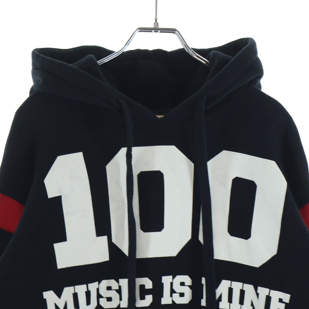GUCCI(グッチ) 21AW 100周年 MUSIC IS MINE ロゴプリント プルオーバースウェット パーカー ブラック 660282 レディース