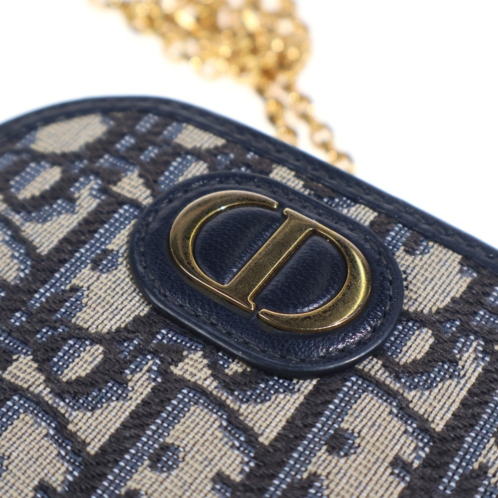 Christian Dior(クリスチャンディオール) 30モンテーニュ フォンホルダー ショルダーバッグ チェーンバッグ ミニバッグ ネイビー オブリーク ジャカード ゴールド金具 レディース