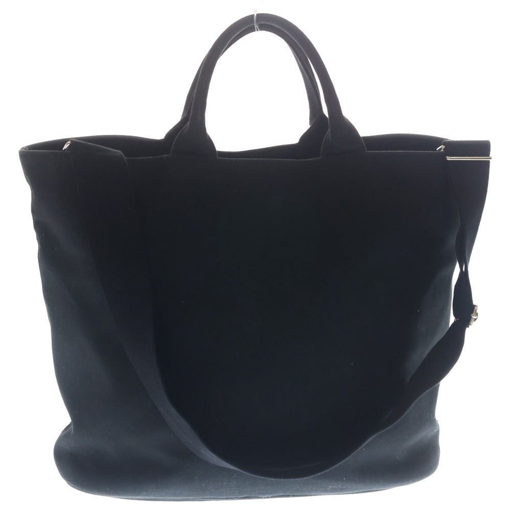 PRADA(プラダ) カナパ トライアングルロゴプレート キャンバス トートバッグ シルバー金具 ブラック 1BG163 レディース