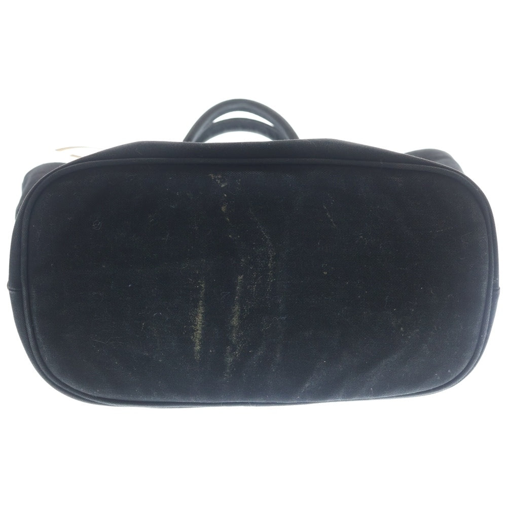 PRADA(プラダ) カナパ トライアングルロゴプレート キャンバス トートバッグ シルバー金具 ブラック 1BG163 レディース