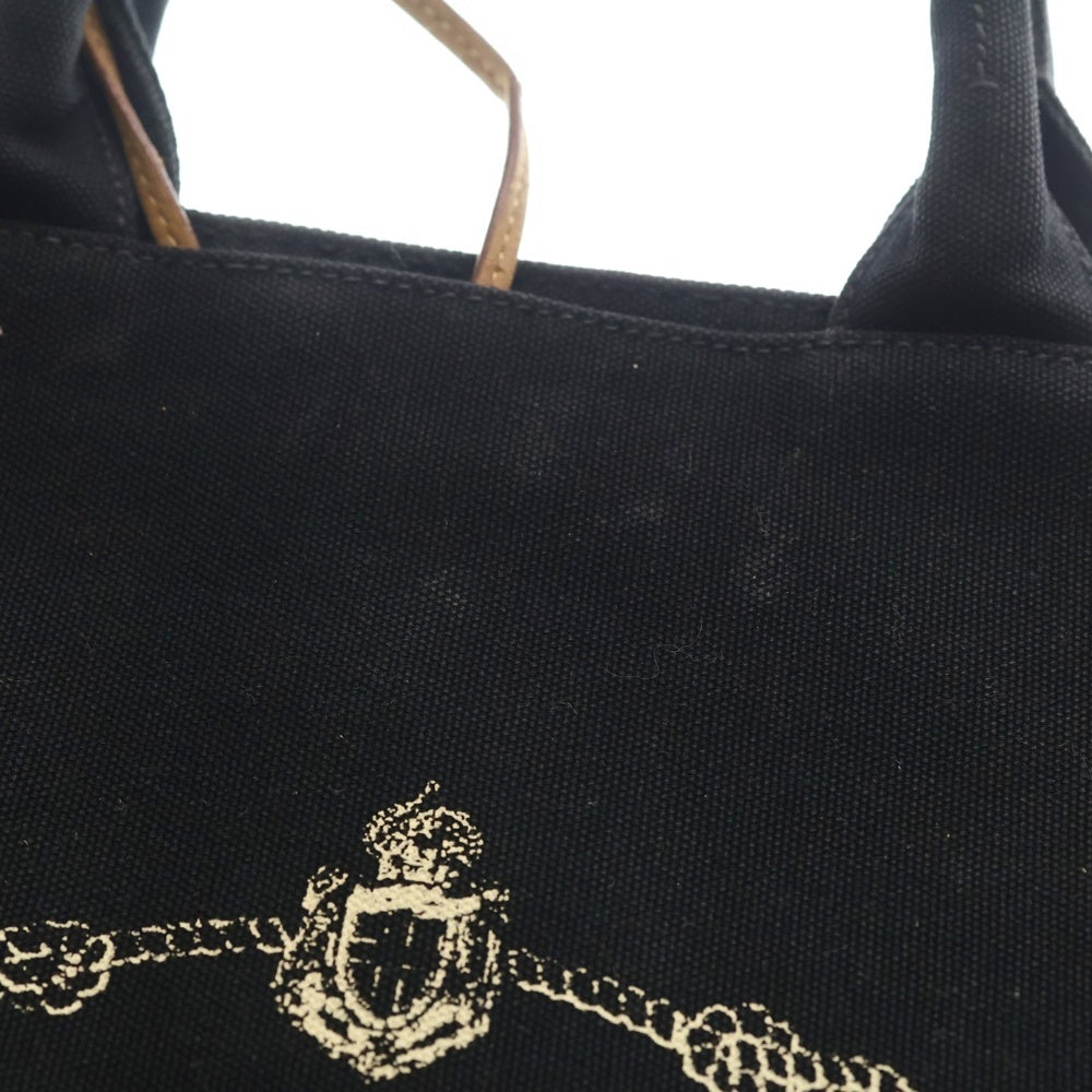 PRADA(プラダ) カナパ トライアングルロゴプレート キャンバス トートバッグ シルバー金具 ブラック 1BG163 レディース