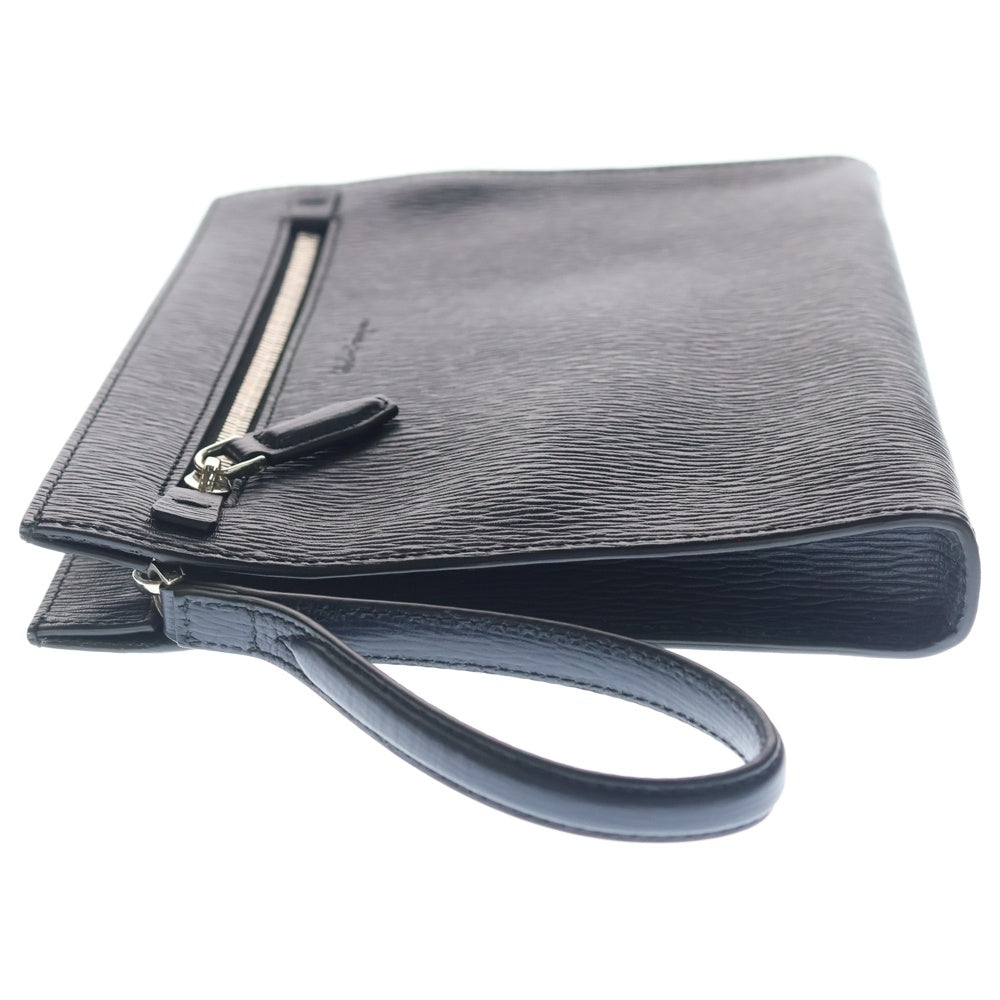 FERRAGAMO(フェラガモ) レザー クラッチ セカンドバッグ シルバー金具 ブラック 240298